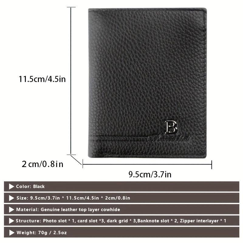 Men's Leather Short Wallet Money Clip Card Holder