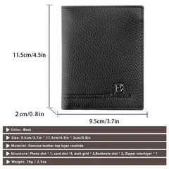 Men's Leather Short Wallet Money Clip Card Holder