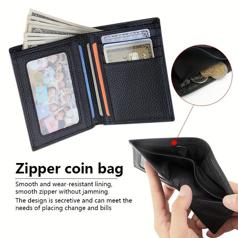 Men's Leather Short Wallet Money Clip Card Holder