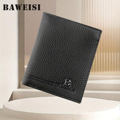 Men's Leather Short Wallet Money Clip Card Holder