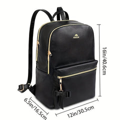 Solid Zipper Laptop Backpack for Work