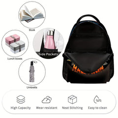 Halloween Jack o lantern Bear Backpack Stylish Zipper Storage Bag