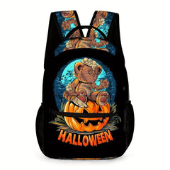 Halloween Jack o lantern Bear Backpack Stylish Zipper Storage Bag