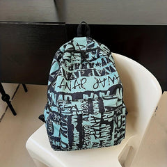 Graffiti Print Preppy Backpack School Laptop BookBag Casual