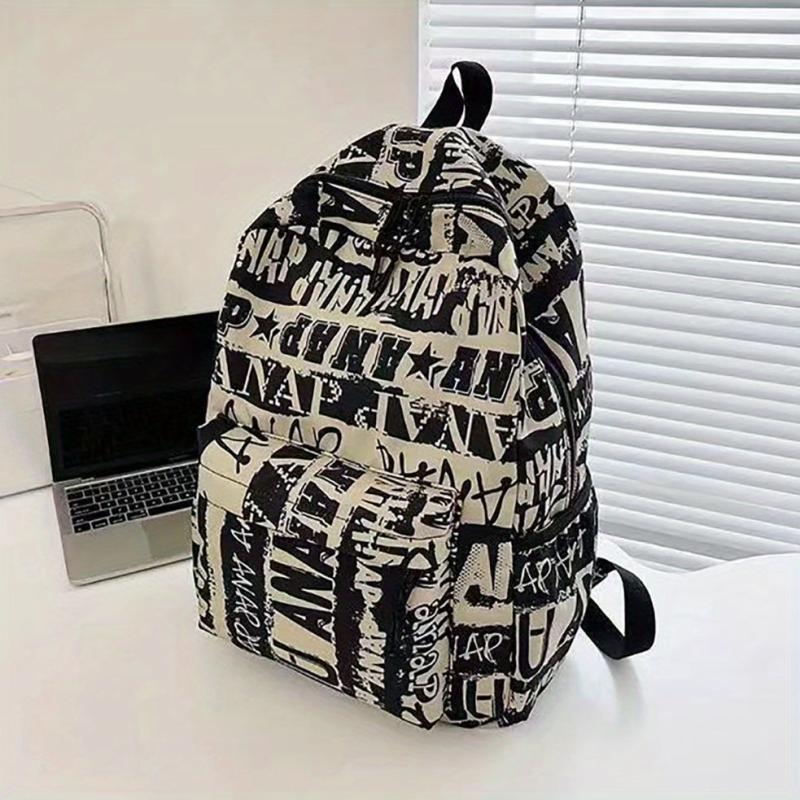 Graffiti Print Preppy Backpack School Laptop BookBag Casual