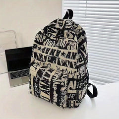Graffiti Print Preppy Backpack School Laptop BookBag Casual