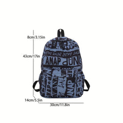 Graffiti Print Preppy Backpack School Laptop BookBag Casual