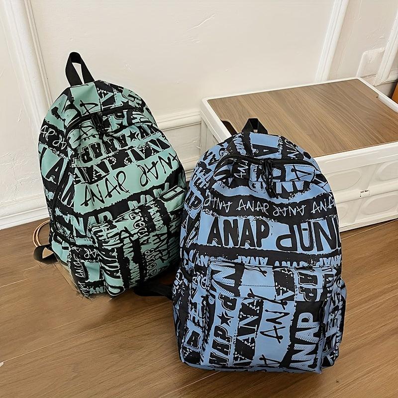 Graffiti Print Preppy Backpack School Laptop BookBag Casual