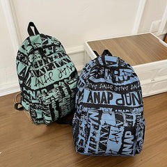 Graffiti Print Preppy Backpack School Laptop BookBag Casual