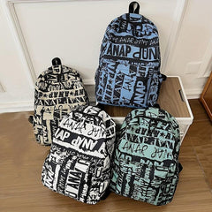 Graffiti Print Preppy Backpack School Laptop BookBag Casual
