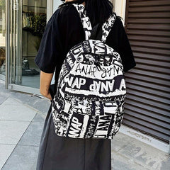 Graffiti Print Preppy Backpack School Laptop BookBag Casual