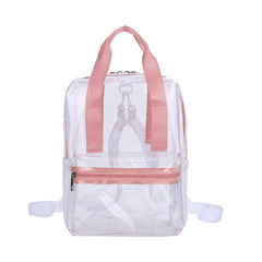 Transparent Stylish Zipper Backpack with Rainbow Top Handles
