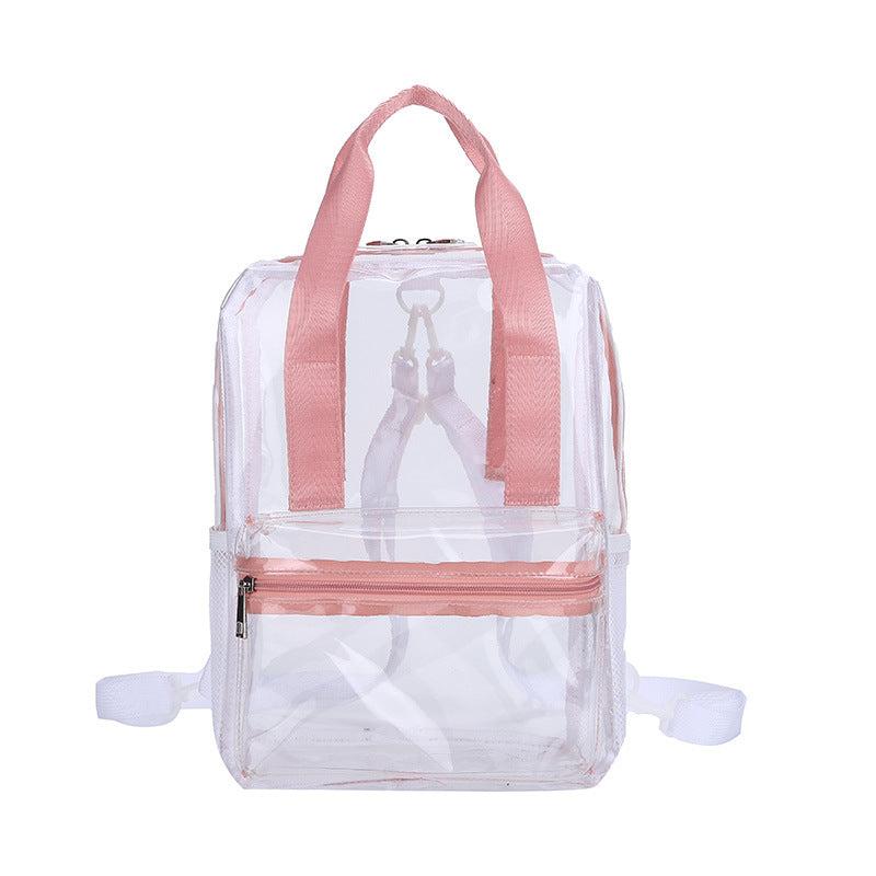 Transparent Stylish Zipper Backpack with Rainbow Top Handles