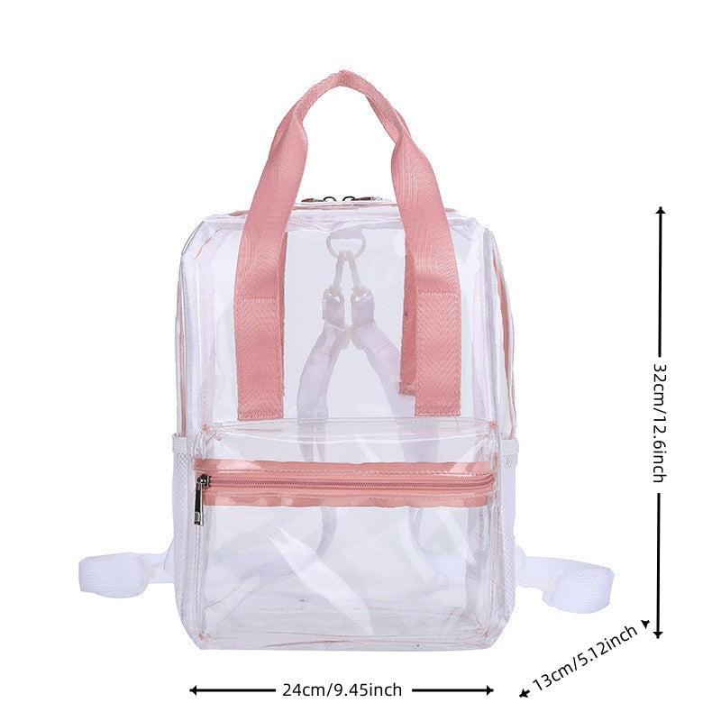 Transparent Stylish Zipper Backpack with Rainbow Top Handles