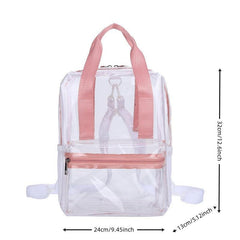 Transparent Stylish Zipper Backpack with Rainbow Top Handles