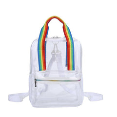 Transparent Stylish Zipper Backpack with Rainbow Top Handles