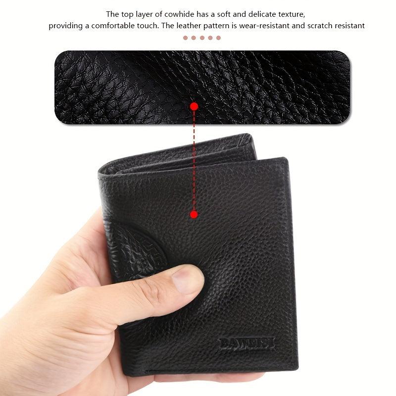 Men's Leather Short Wallet Money Clip Card Holder