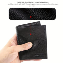Men's Leather Short Wallet Money Clip Card Holder
