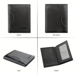 Men's Leather Short Wallet Money Clip Card Holder