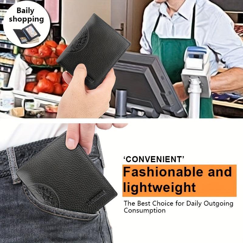 Men's Leather Short Wallet Money Clip Card Holder