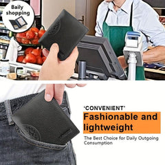 Men's Leather Short Wallet Money Clip Card Holder