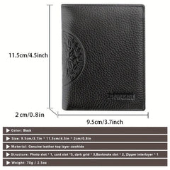 Men's Leather Short Wallet Money Clip Card Holder
