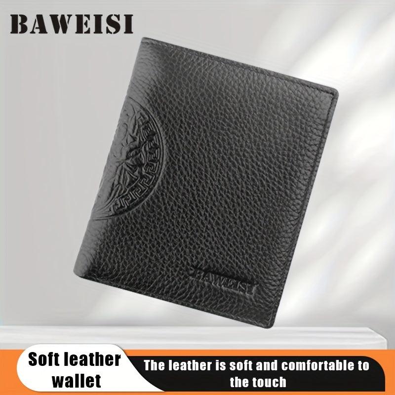 Men's Leather Short Wallet Money Clip Card Holder