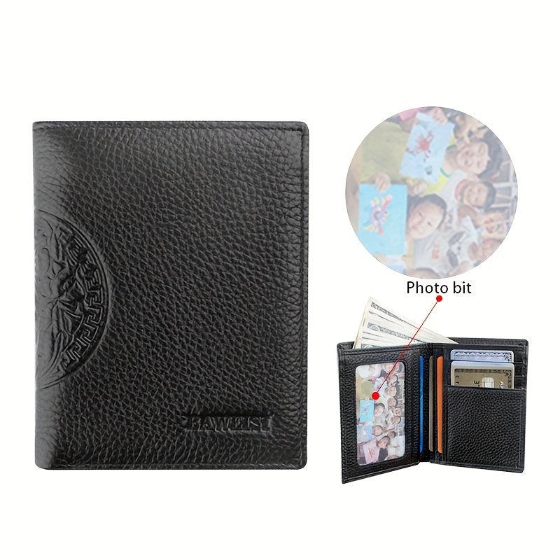 Men's Leather Short Wallet Money Clip Card Holder