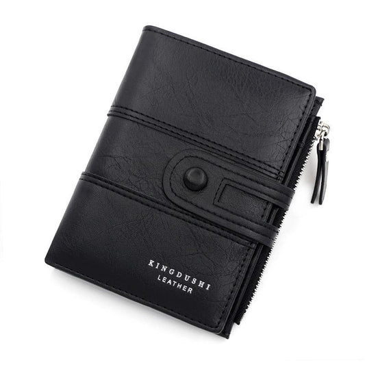 Men's Leather Short Wallet Money Clip Card Holder Zipper Coin Purse