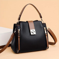 Small Contrast Handbag Buckle Decor Crossbody Bag Retro Printed PU Leather Purse
