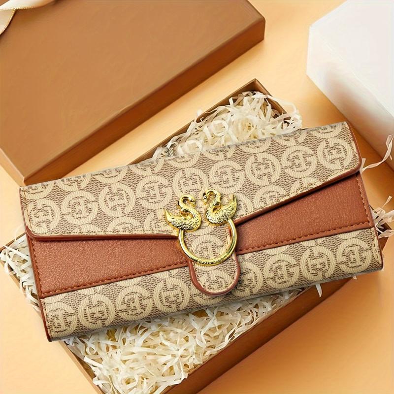 Vintage Print Clutch Wallet PU Leather Womens Purse & Card Holder