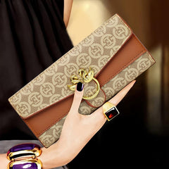 Vintage Print Clutch Wallet PU Leather Womens Purse & Card Holder