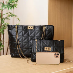 Argyle Crossbody Tote Bag with Stylish Embroidery