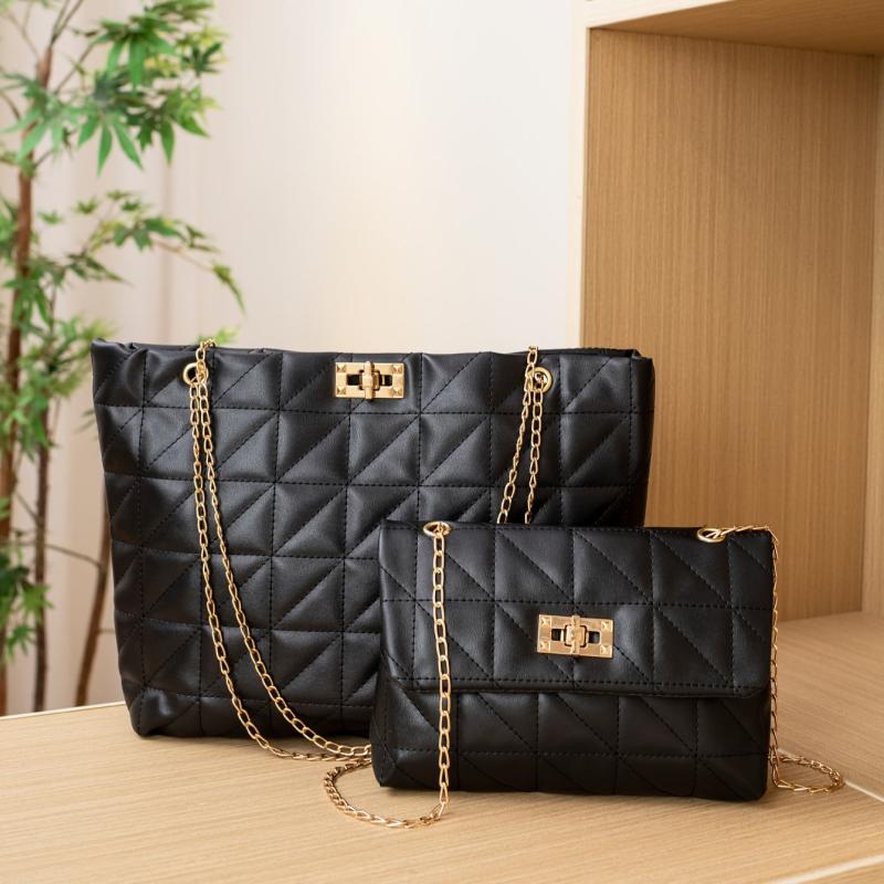 Argyle Crossbody Tote Bag with Stylish Embroidery