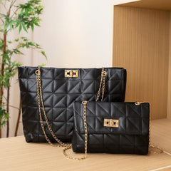 Argyle Crossbody Tote Bag with Stylish Embroidery