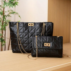 Argyle Crossbody Tote Bag with Stylish Embroidery