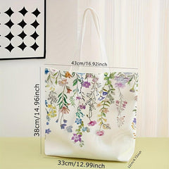 Flower Pattern Casual Tote Bag - Reusable Backpack Handbag