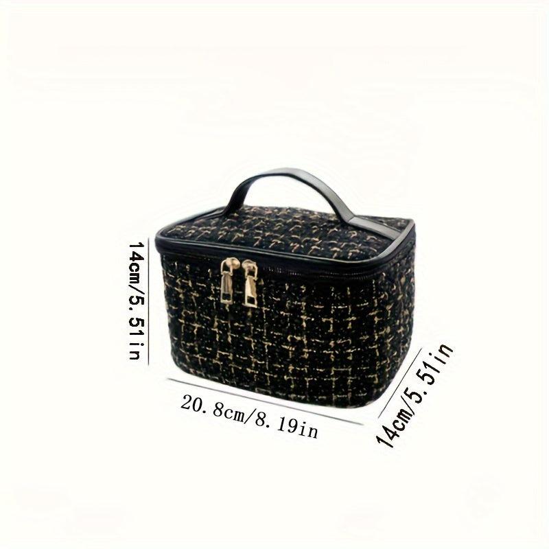 Tweed Cosmetic Zipper Bag Makeup Organizer Toiletry Wash Bag