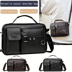 Men's Faux Leather Crossbody Bag Adjustable Strap Travel Everyday Use