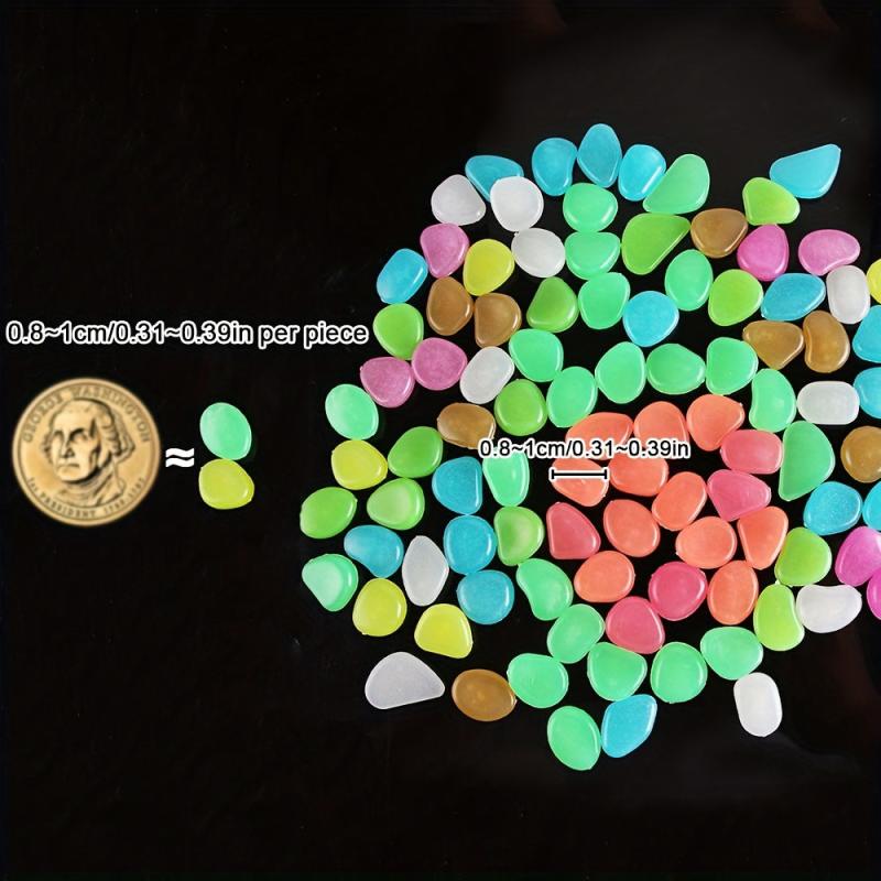 100pcs Glow in the Dark Pebbles Natural Crystals for Garden or Aquarium