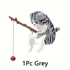 Kitten Fishing Resin Cat Ornament for Fish Tank