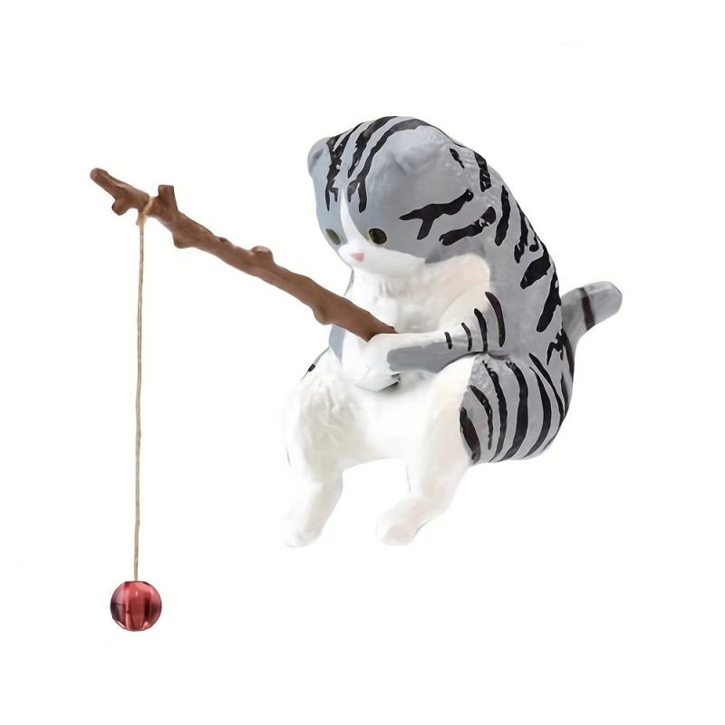 Kitten Fishing Resin Cat Ornament for Fish Tank