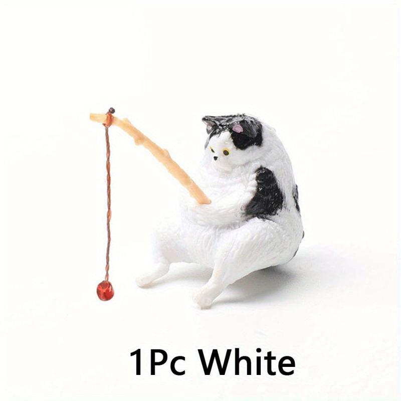 Kitten Fishing Resin Cat Ornament for Fish Tank