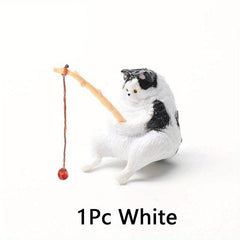 Kitten Fishing Resin Cat Ornament for Fish Tank