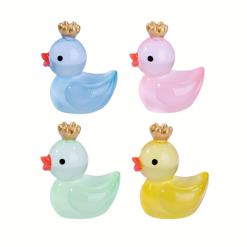 10pcs Mixed Luminous Crown Small Yellow Duck Ornaments Aquarium Micro Landscape