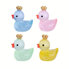 10pcs Mixed Luminous Crown Small Yellow Duck Ornaments Aquarium Micro Landscape