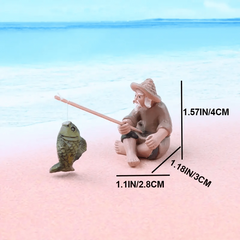 Fisherman Statue for Small Fish Tank Aquarium Decor