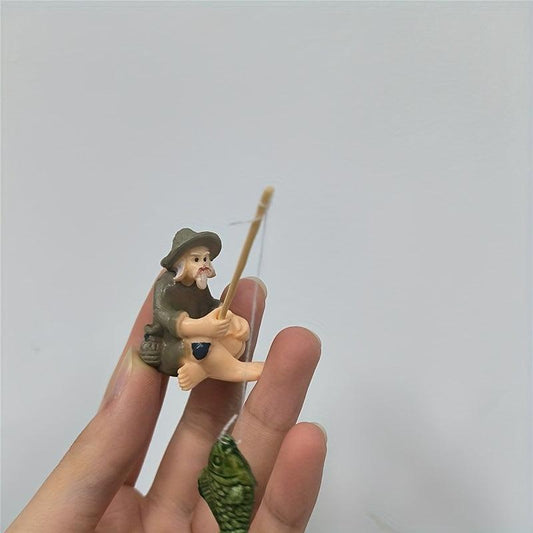Fisherman Statue for Small Fish Tank Aquarium Decor