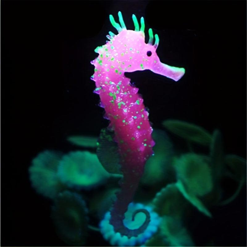 1pc Glowing Sea Horse Ornament Artificial Fish Tank Decor