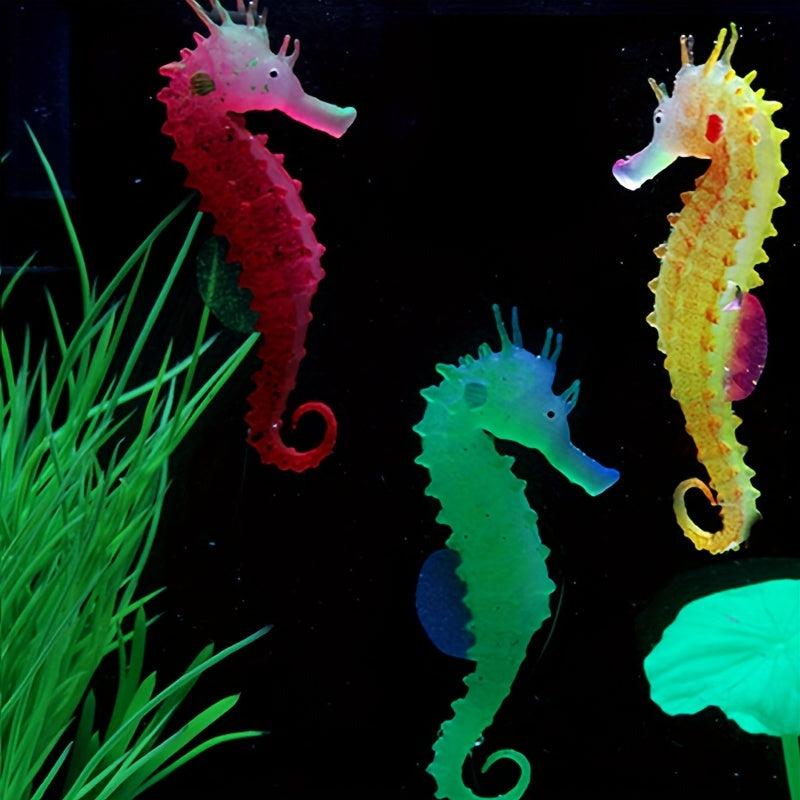 1pc Glowing Sea Horse Ornament Artificial Fish Tank Decor